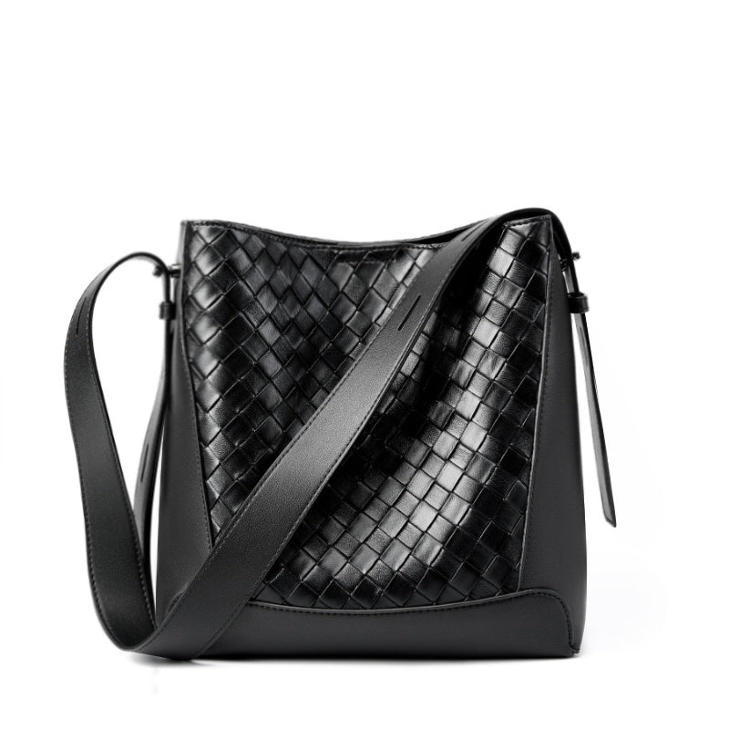 black_genuine_leather_woven_large_tote_bag_wide_strap_shoulder_bags_1