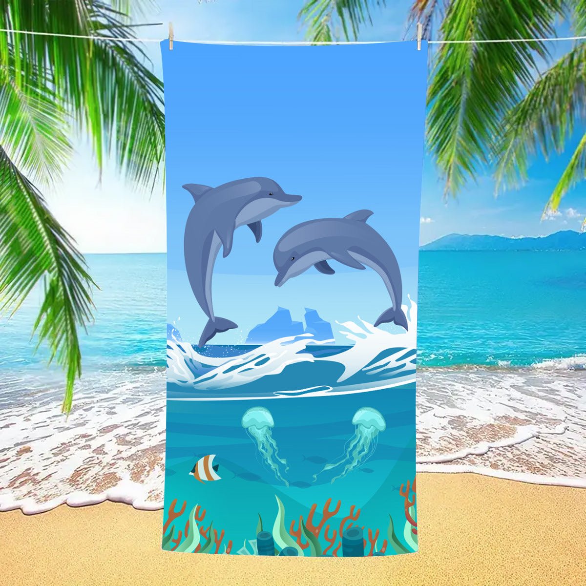 Blue Dolphin Quick - Drying Beach Towel | PRUSES - PRUSES