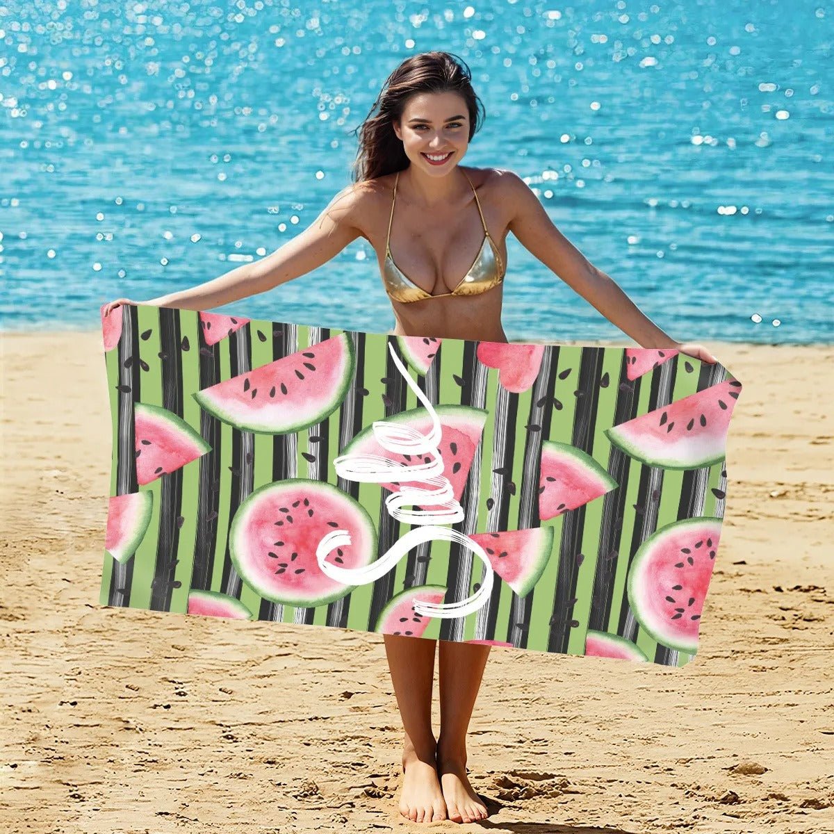 Bright Watermelon Summer Double - Faced Fleece Beach Towel | PRUSES - PRUSES