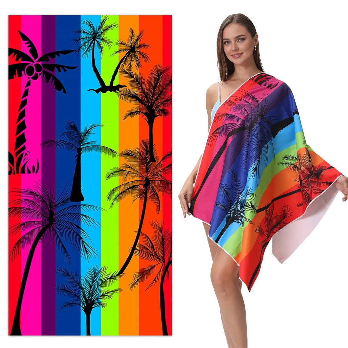 Colorful Coconut Tree Beach Towel | PRUSES - PRUSES