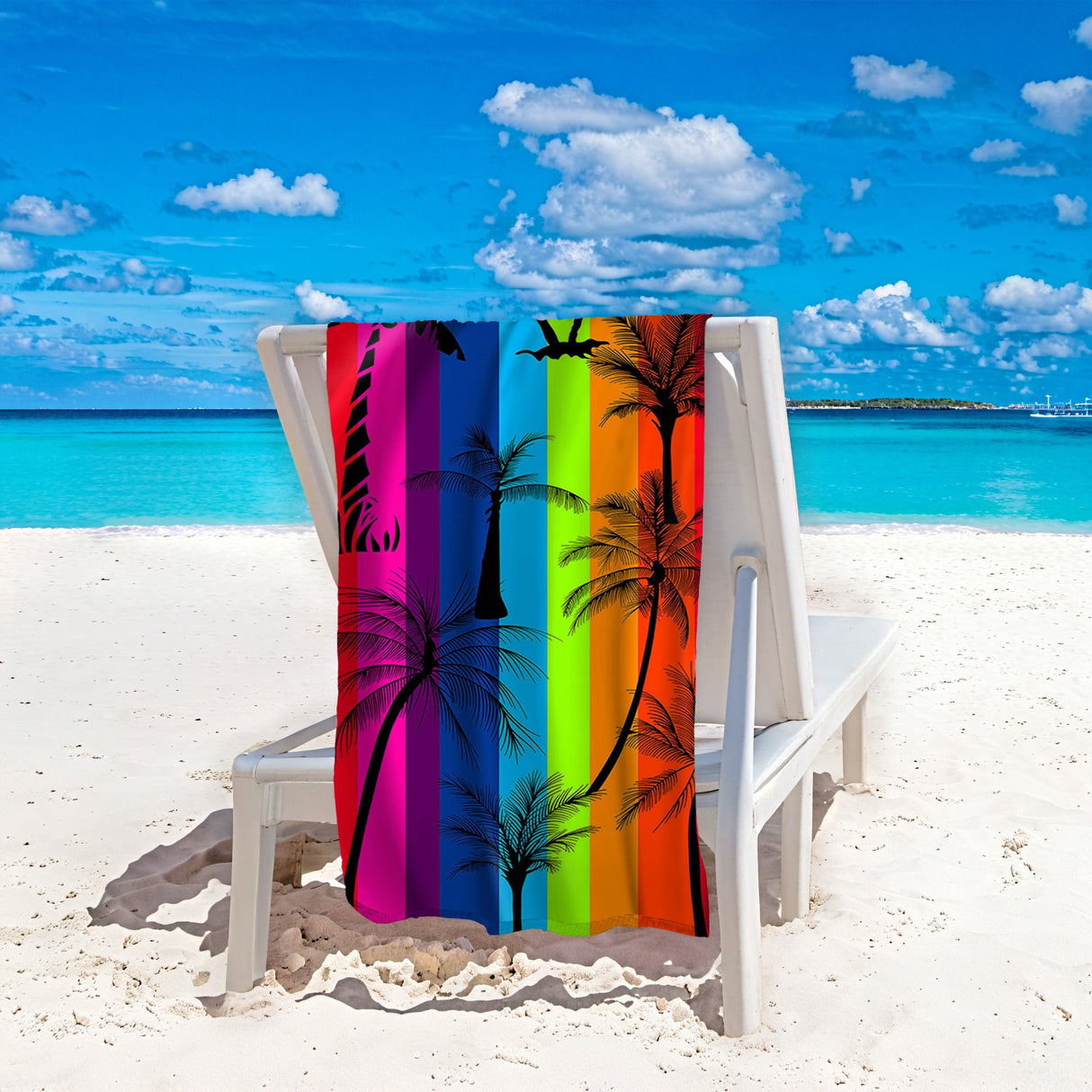 Colorful Coconut Tree Beach Towel | PRUSES - PRUSES