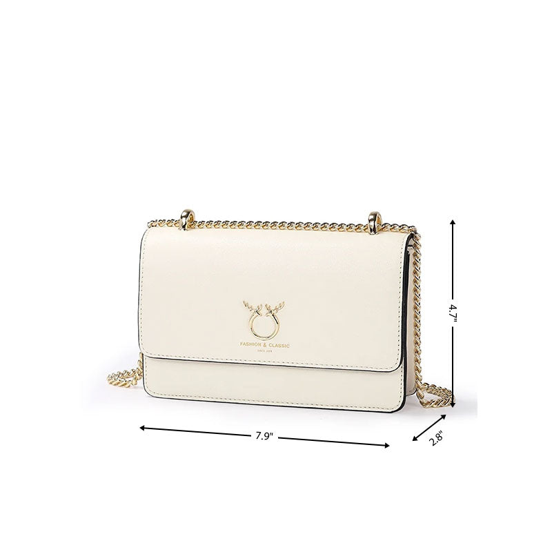 Green Leather Flap Chain Bag Office Women's Crossbody Bags| PRUSES