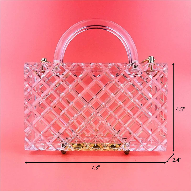 Acrylic Bubble Top Handle Clear Clutch Bag With Transparent Chain| PRUSES