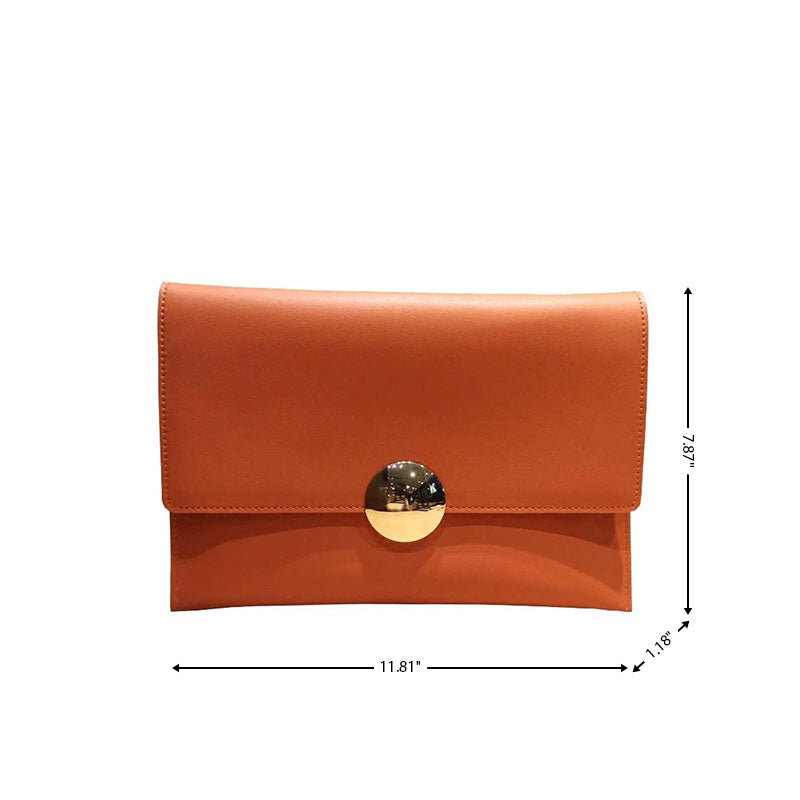 Orange Vegan Leather Large Clutch Bags Crossbody Message Handbags| PRUSES