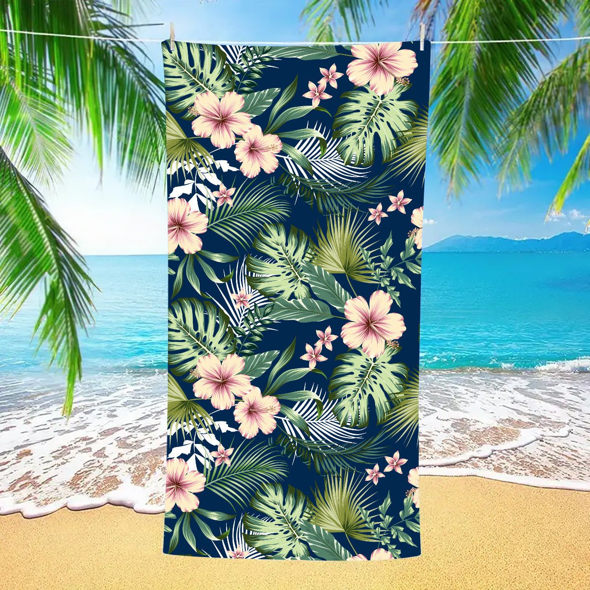 Floral Leaf Pattern Double - Faced Fleece Beach Towel | PRUSES - PRUSES
