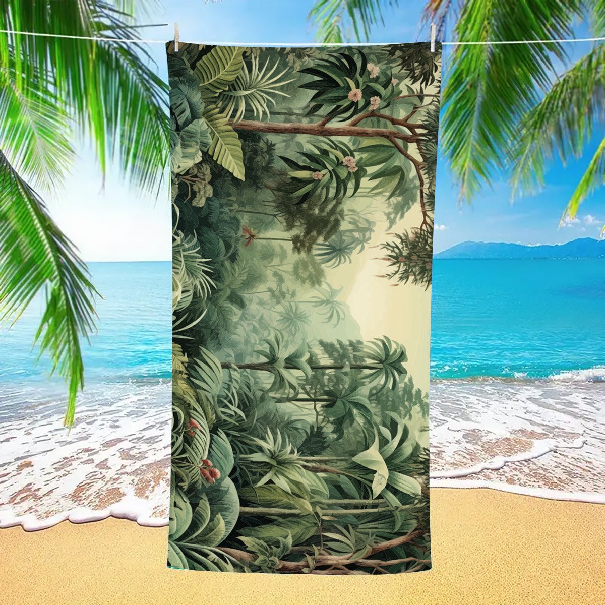 Forest Print Double - Faced Fleece Beach Towel | PRUSES - PRUSES