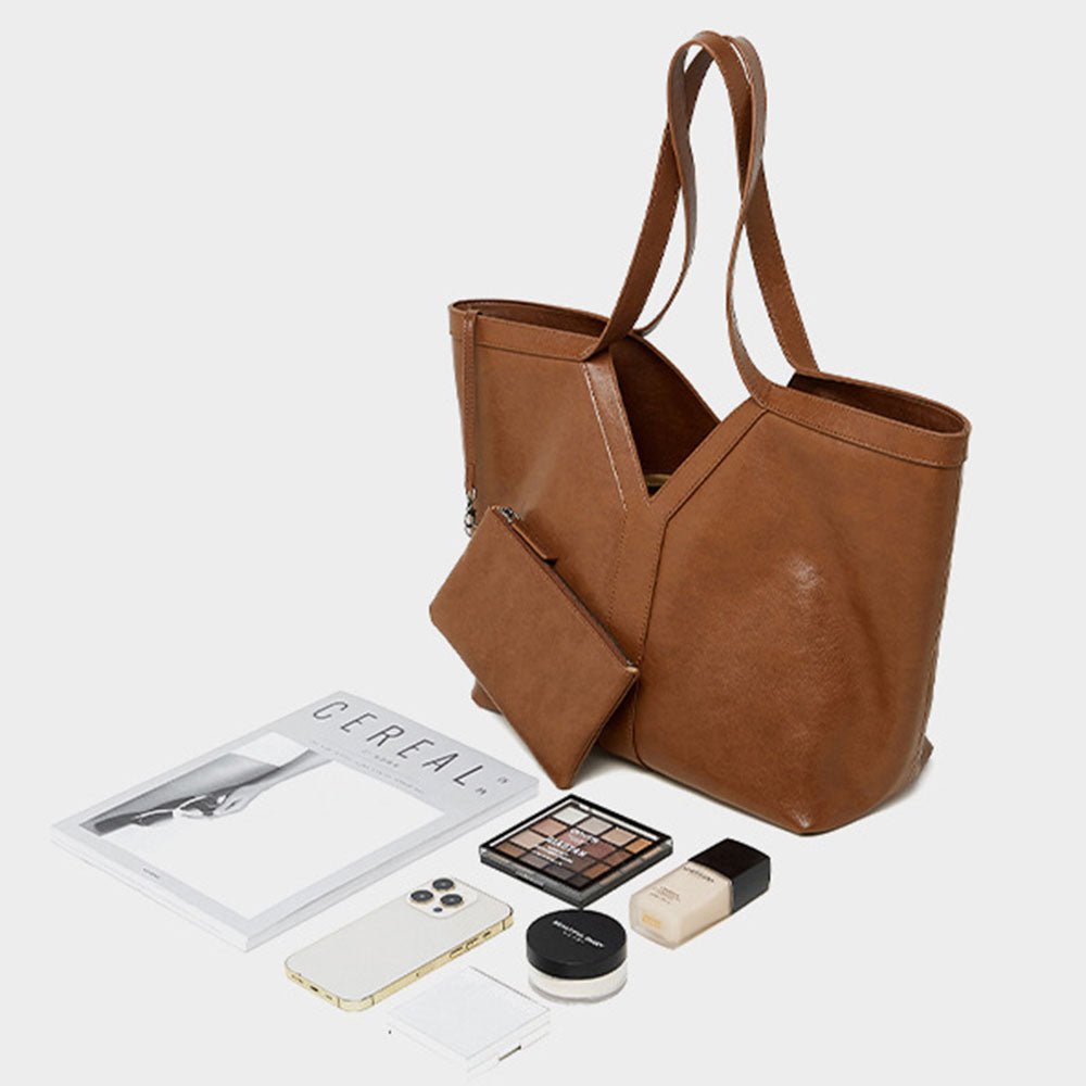 Genuine Leather Tote Bag Large Capacity Shoulder Bag |PRUSES - PRUSES