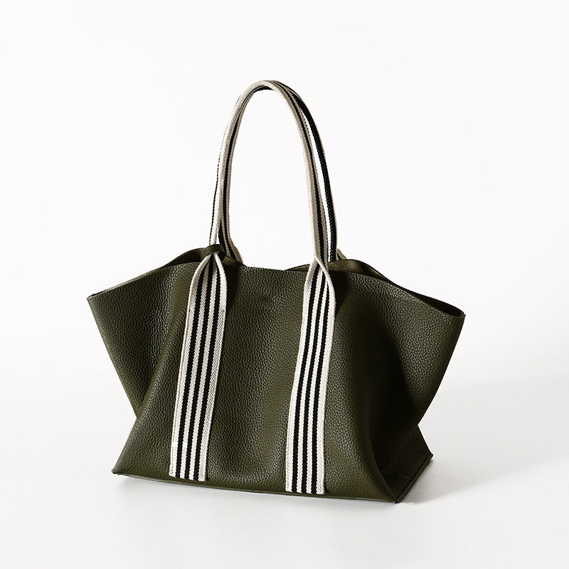 green_leather_large_tote_bags_handbag_with_stripe_strap