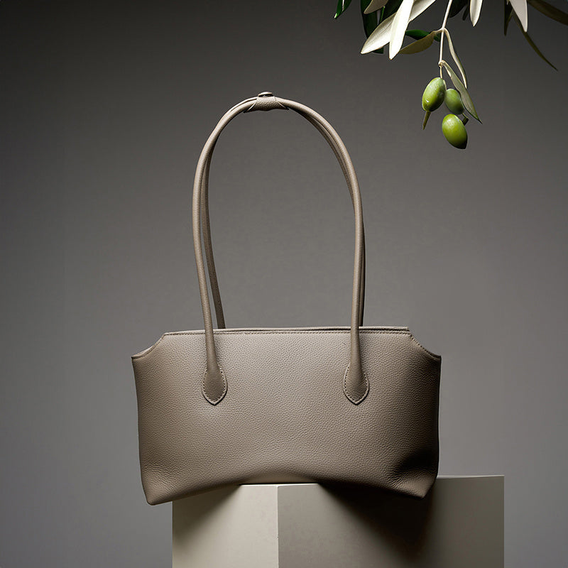 Black Leather Zipper Tote Bags Shoulder Bags for Work | PRUSES