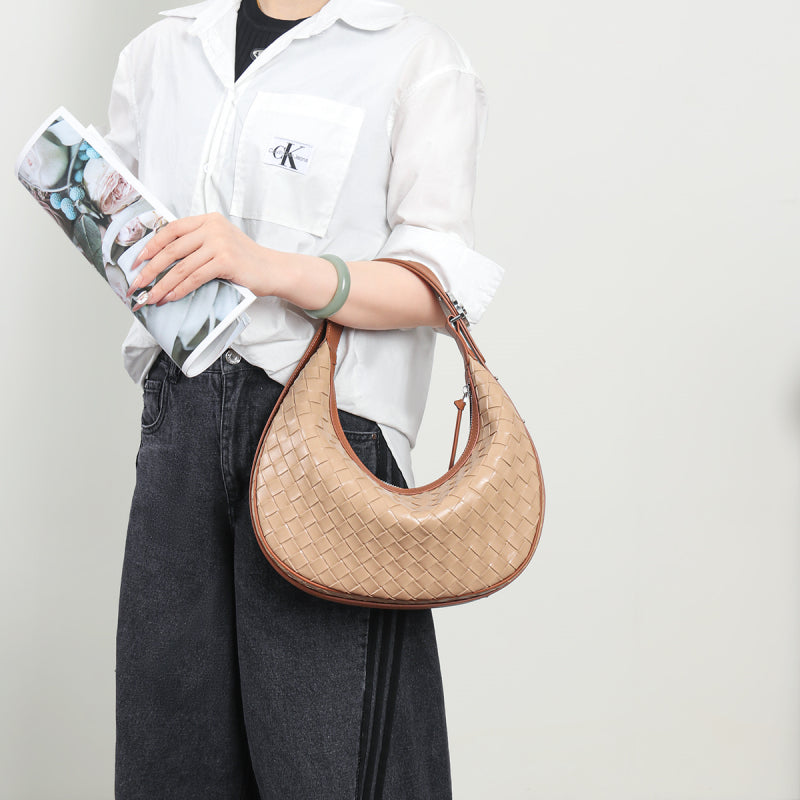 pink_leather_woven_half-moon_hobo_handbag_shoulder_bag_5