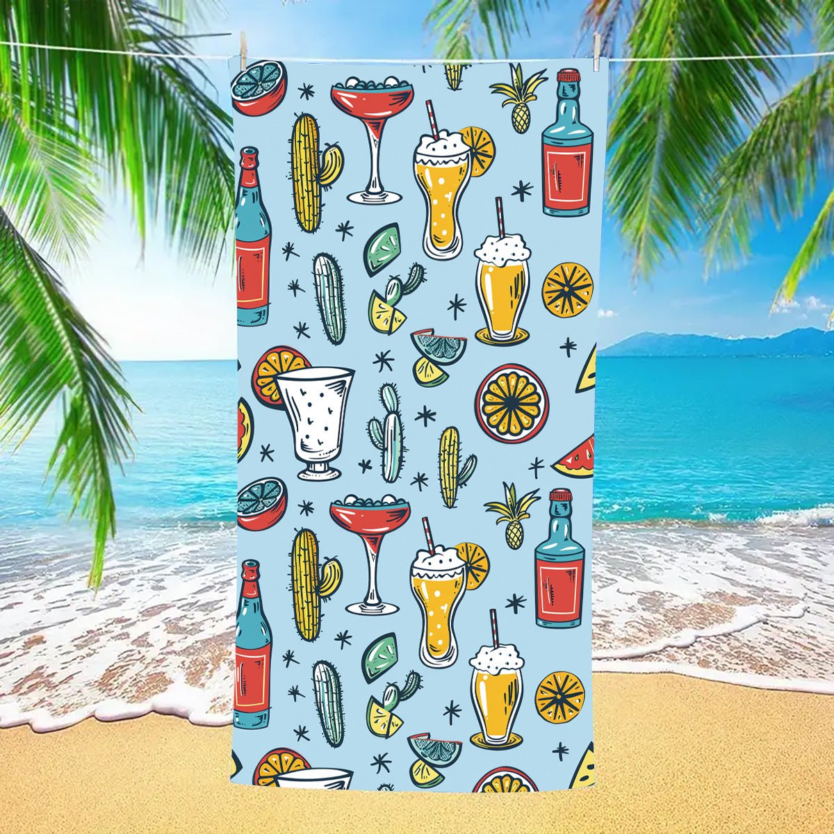 Patterned Summer Double - Faced Fleece Beach Towel | PRUSES - PRUSES