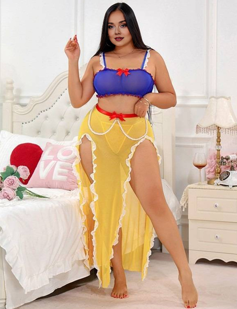 Plus Size Blue Crop Top and Yellow Skirt Costume