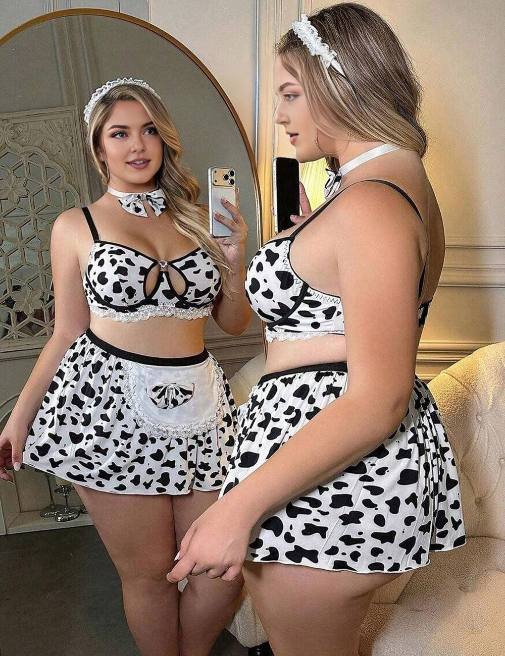 Plus Size Cow Print Maid Costume