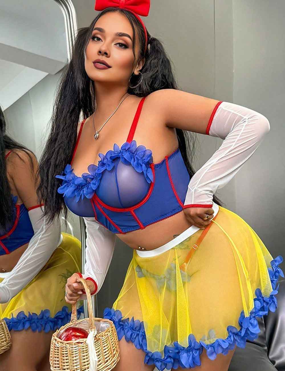 Plus Size Blue Fairytale Mesh Princess Costume Set