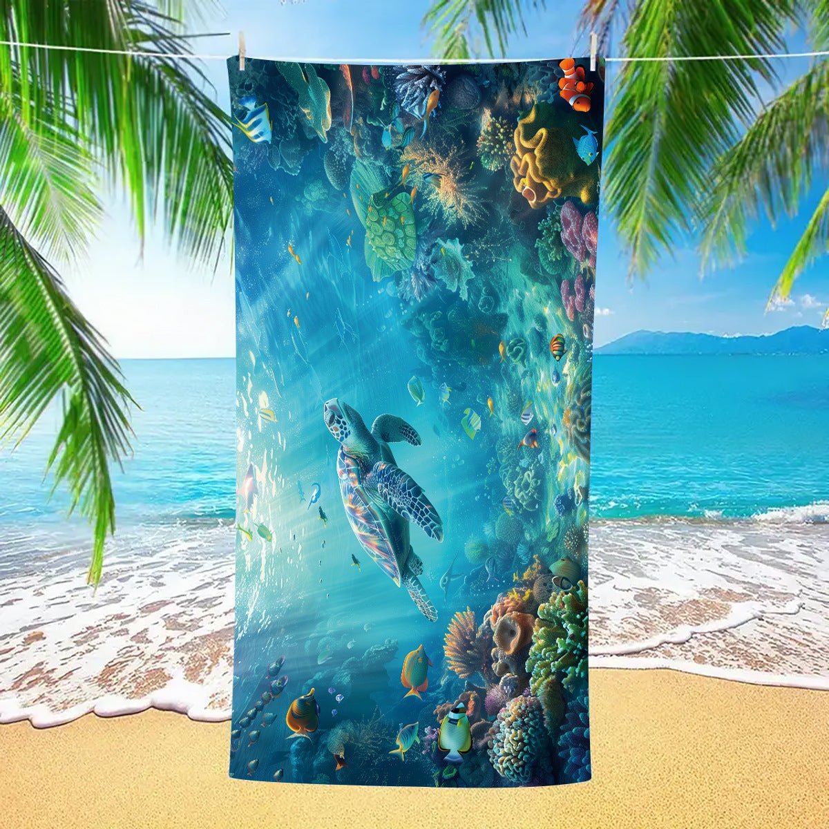 Sea Turtles Double - Faced Fleece Beach Towel | PRUSES - PRUSES