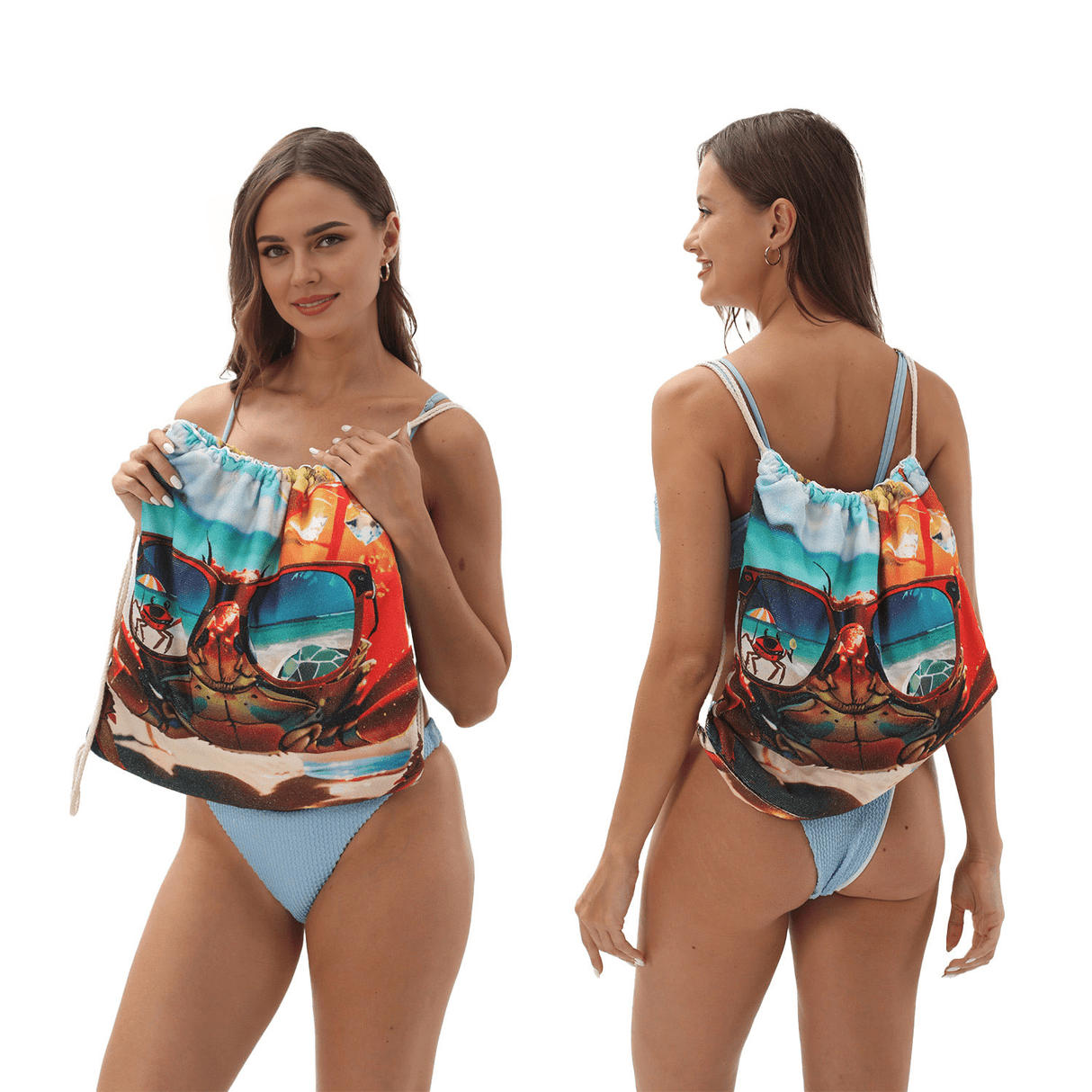 Sunglasses Crab Drawstring Beach Towel | PRUSES - PRUSES