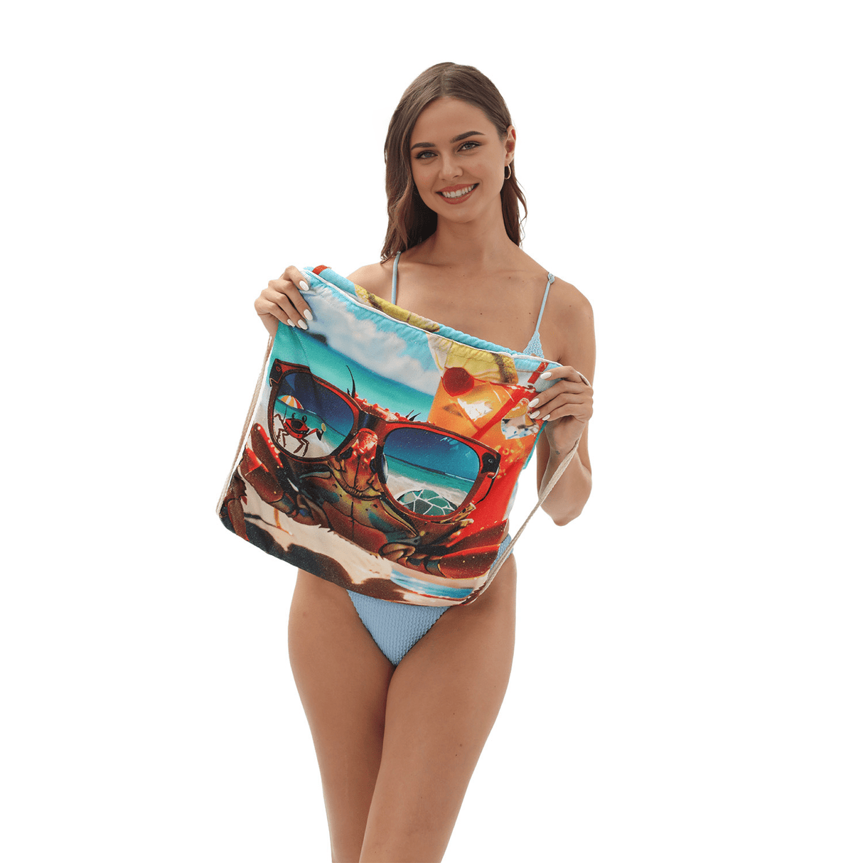 Sunglasses Crab Drawstring Beach Towel | PRUSES - PRUSES
