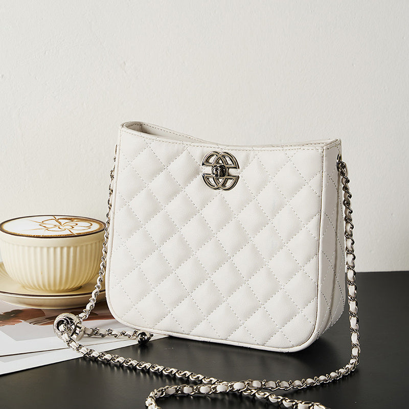 white Genuine Leather Chain Bag Quilted Bag
