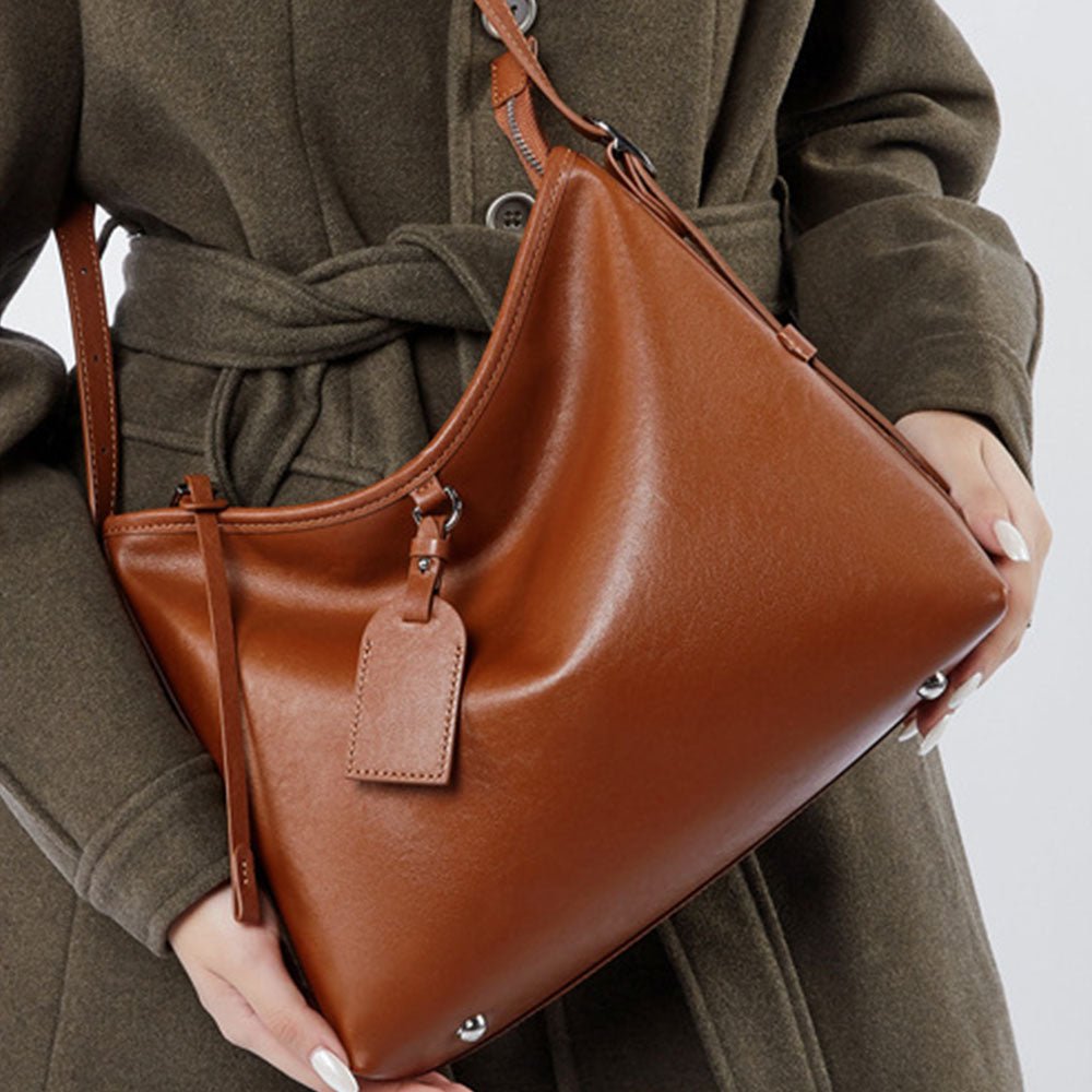 Women Brown Large Tote Bags Simple Crossbody Bags | PRUSES - PRUSES