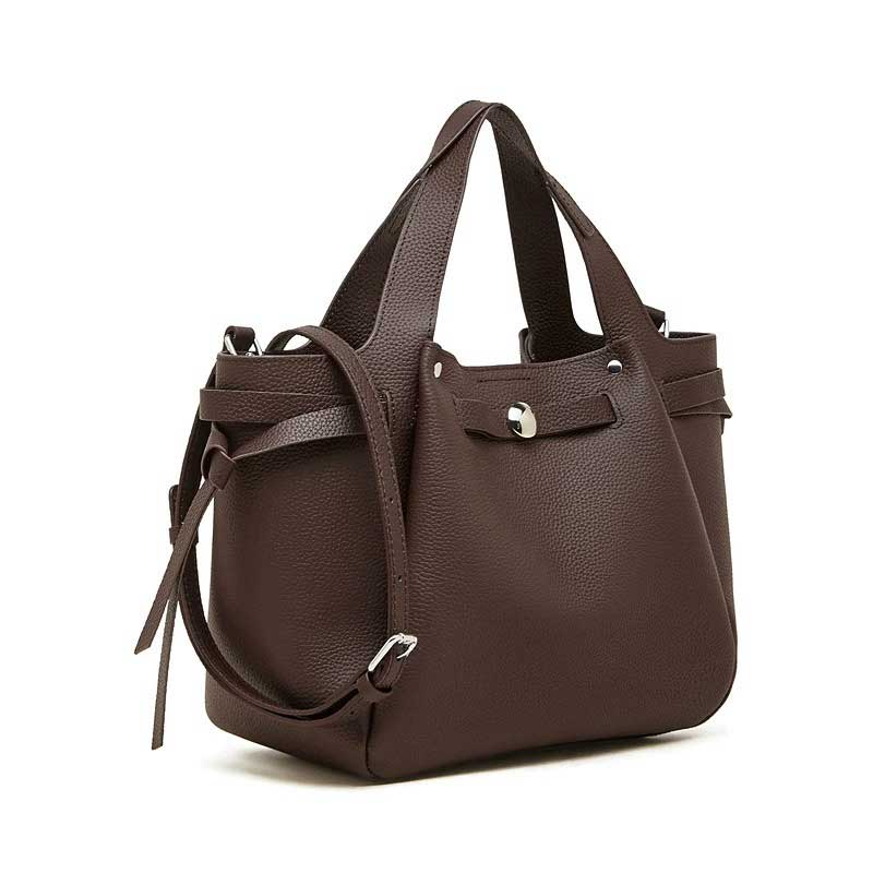 Women's Coffee Genuine Leather Structured Tote Bag