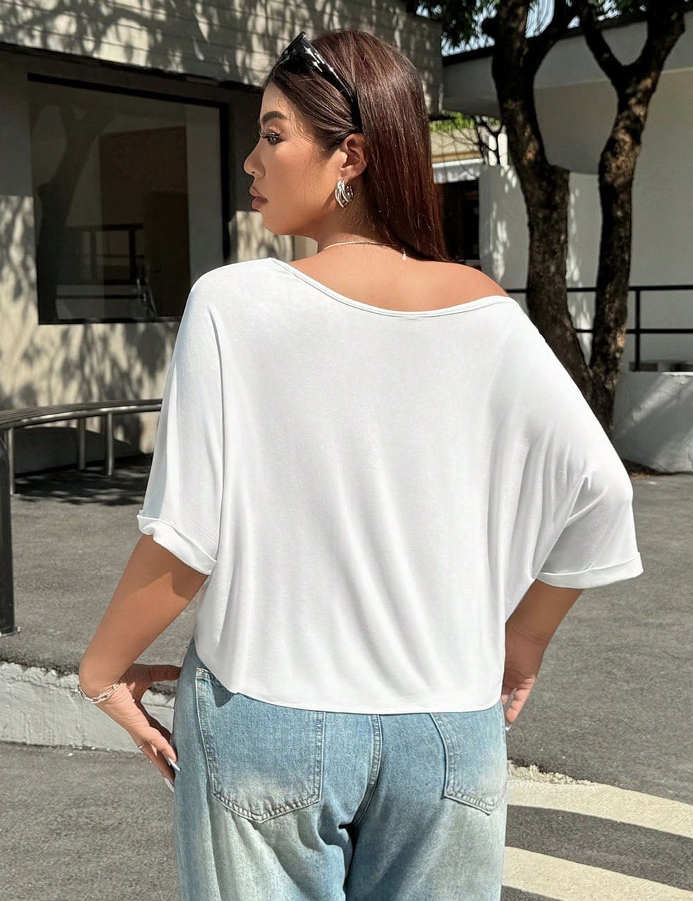 Women Plus Size Batwing Sleeve Short T-Shirt | PRUSES - PRUSES