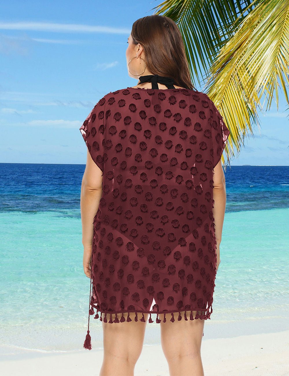 Women Plus Size Chiffon Fringe Panel Cover - Up | PRUSES - PRUSES