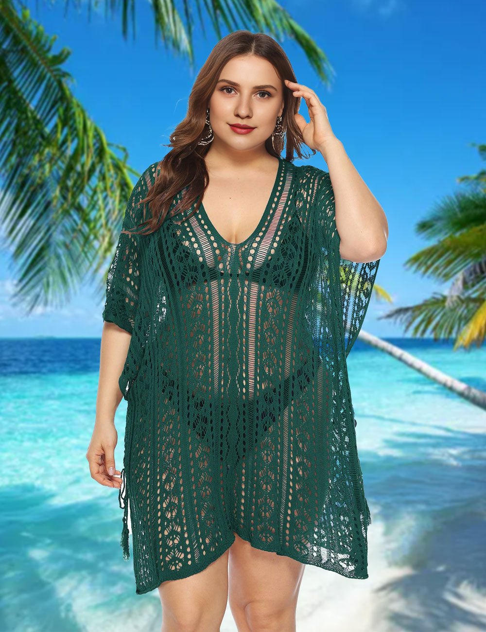 Women Plus Size Crochet Beach Dresses Cover Up - PRUSES