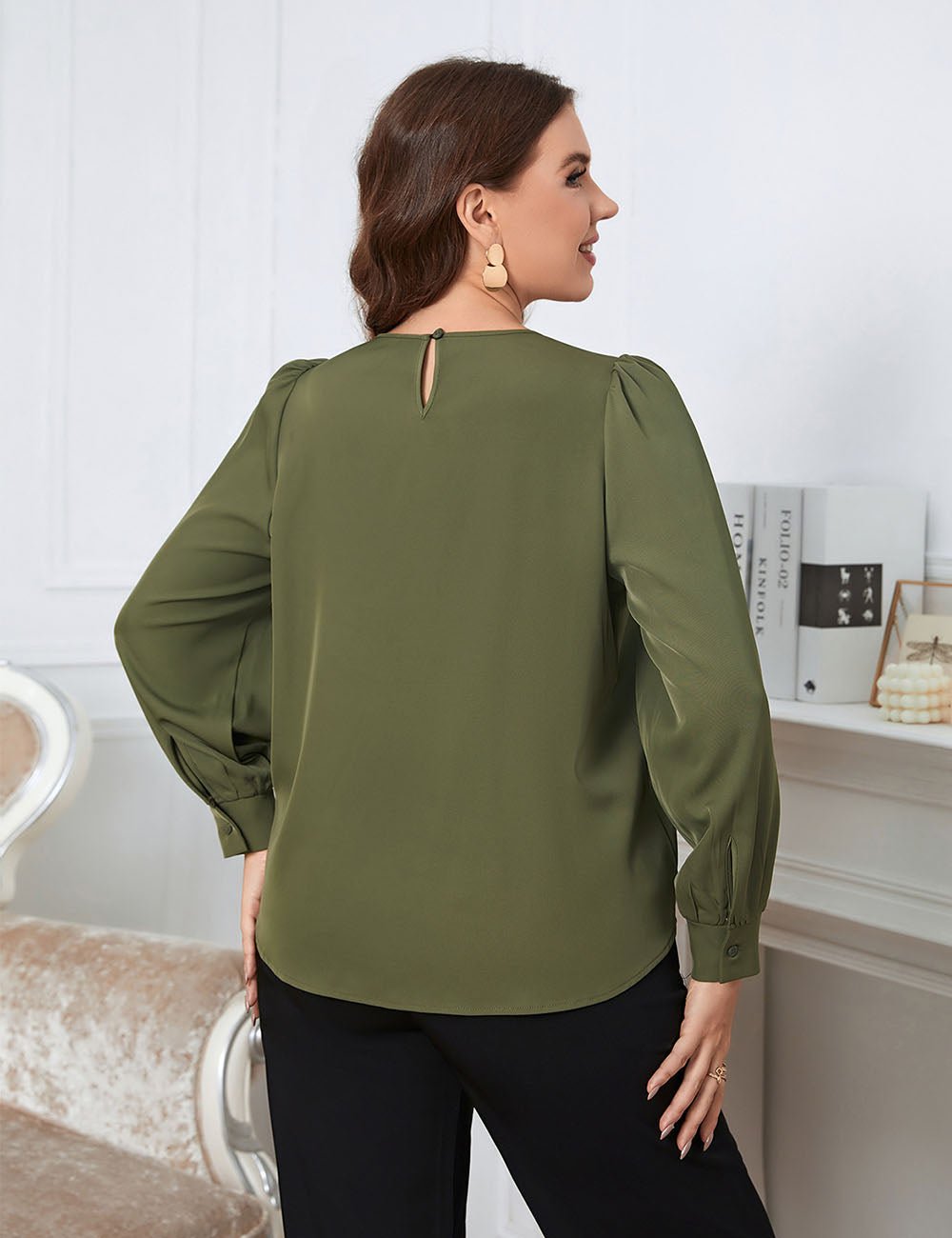 Women Plus Size Early Spring Crew Neck Long Sleeve Shirt | PRUSES - PRUSES