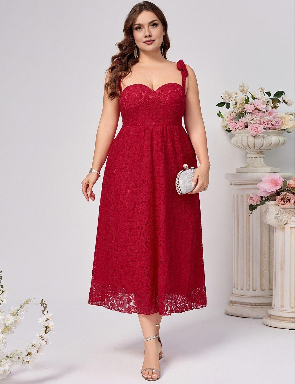 Women Plus Size Elegant Lace Slip Dress | PRUSES - PRUSES