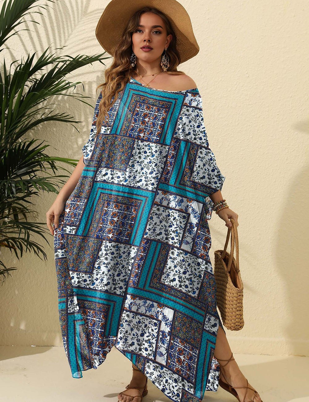Women Plus Size Ethnic Print Loose Cover Up | PRUSES - PRUSES