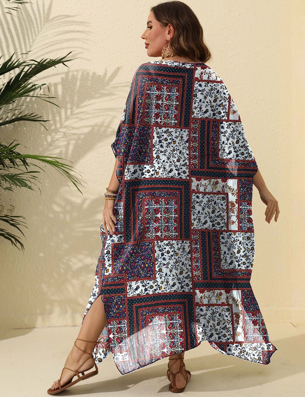 Women Plus Size Ethnic Print Loose Cover Up | PRUSES - PRUSES