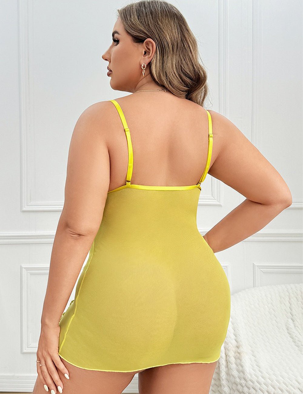 Women Plus Size Floral Printed Lace Stitching Lingerie Dress | PRUSES - PRUSES