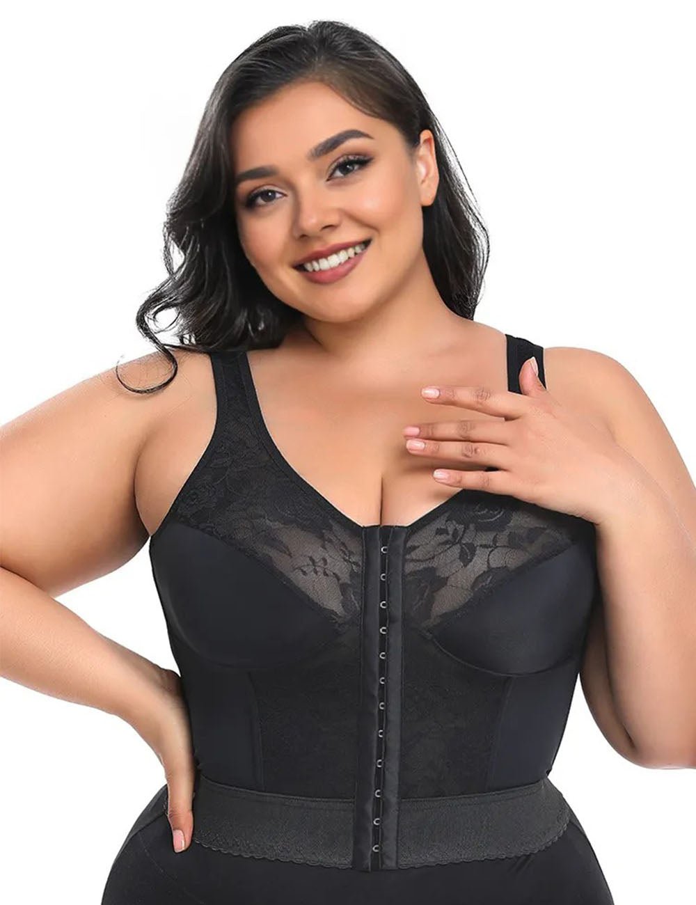 Women Plus Size Front Hook Body Shaping Long Bra | PRUSES - PRUSES