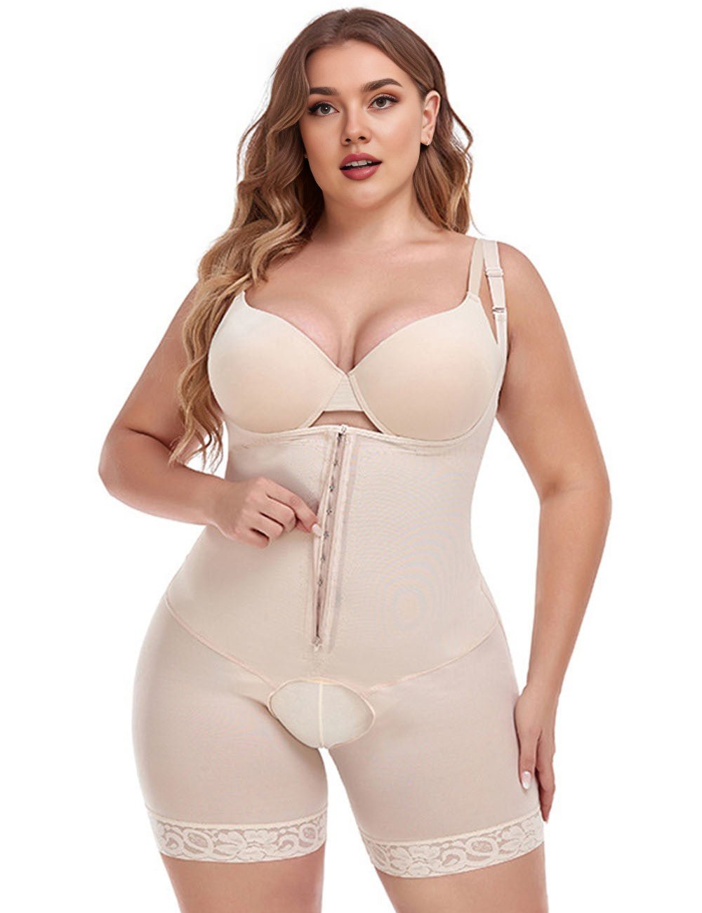 Women Plus Size Front Zipper Open Bust Shapewear - PRUSES