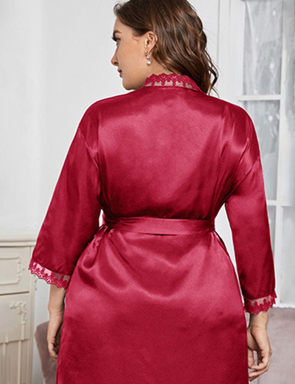 Women Plus Size High Quality Elegant Silk Robe - PRUSES