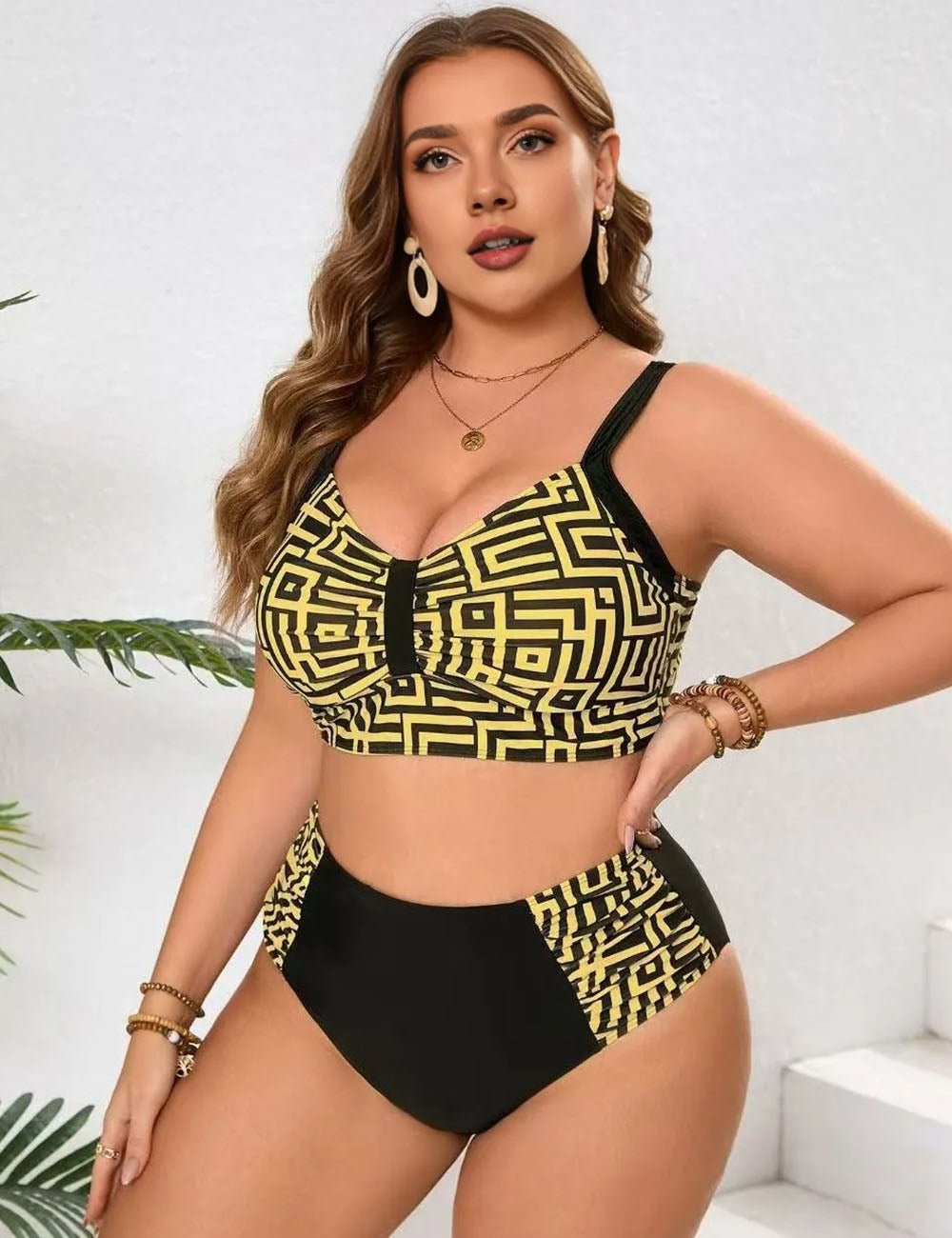 Women Plus Size High waist bikini two piece swimsuit - PRUSES