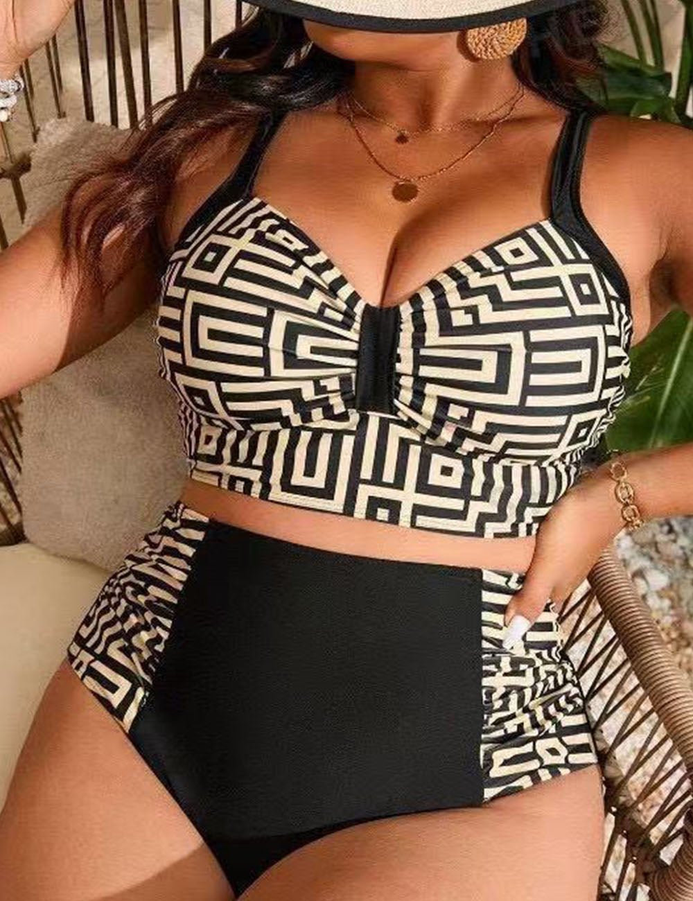 Women Plus Size High waist bikini two piece swimsuit - PRUSES