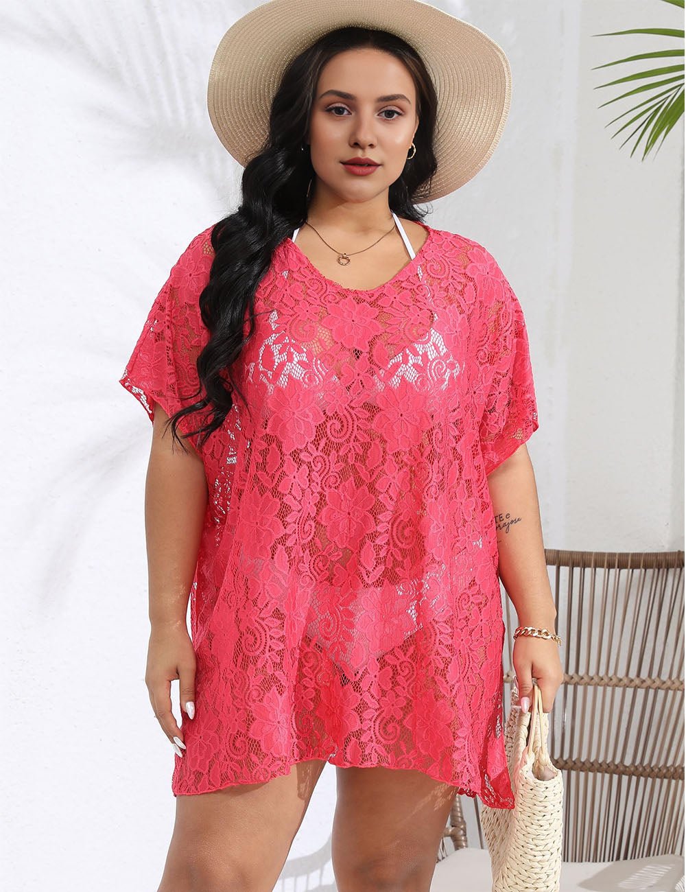 Women Plus Size Lace Bikini Cover Up - PRUSES