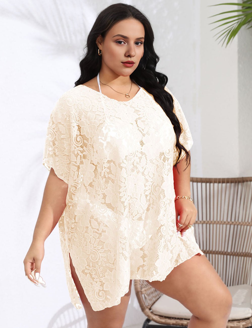 Women Plus Size Lace Bikini Cover Up - PRUSES
