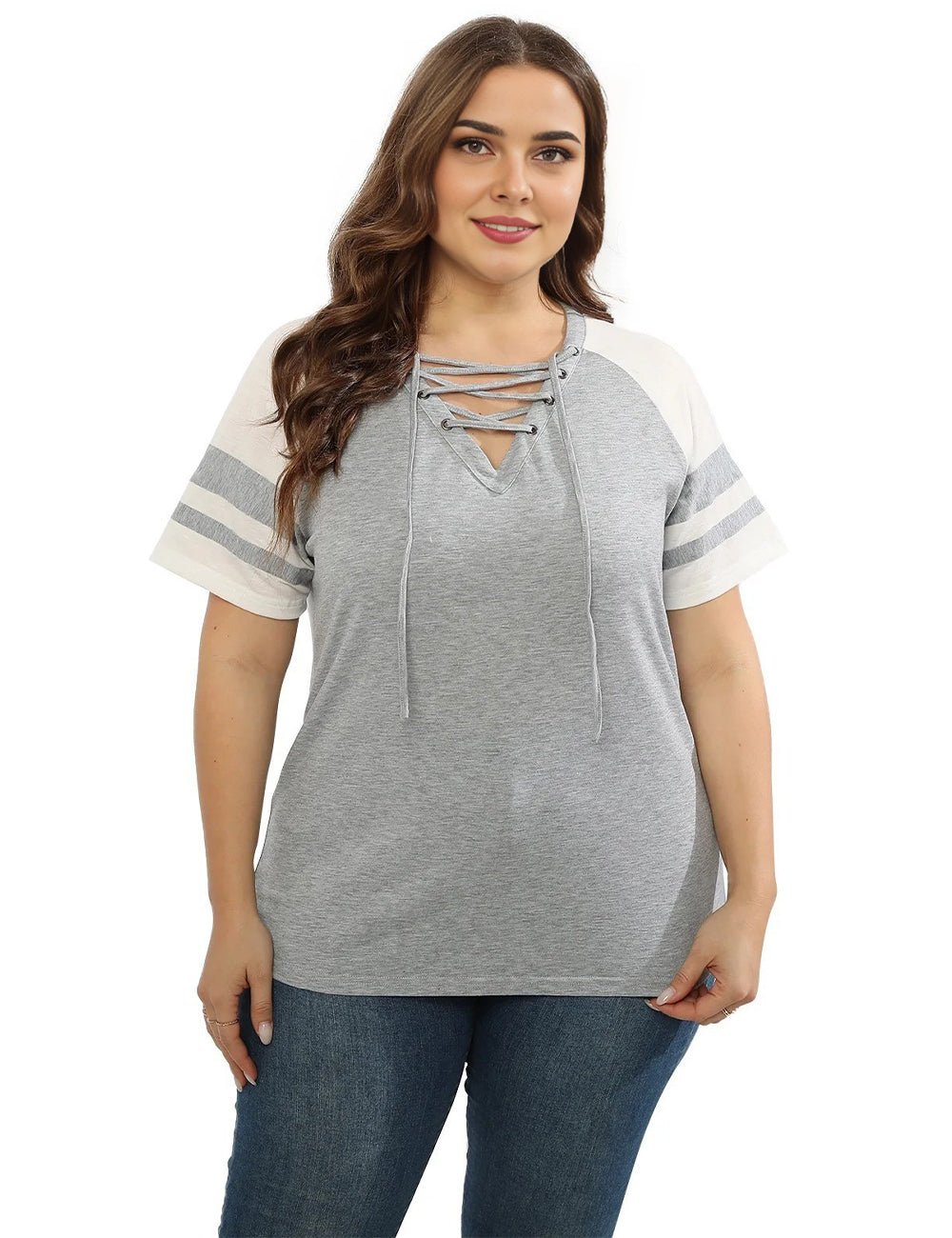 Women Plus Size Lace Up Front Tops | PRUSES - PRUSES