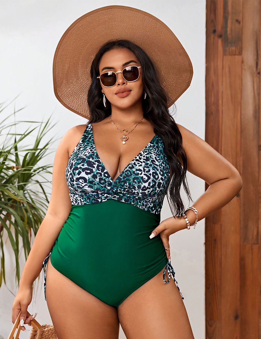 Women Plus Size Leopard Print Fat Lady Bikini - PRUSES
