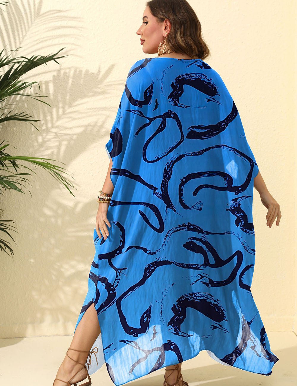 Women Plus Size Loose Double Slit Cover Up Beach Vacation | PRUSES - PRUSES