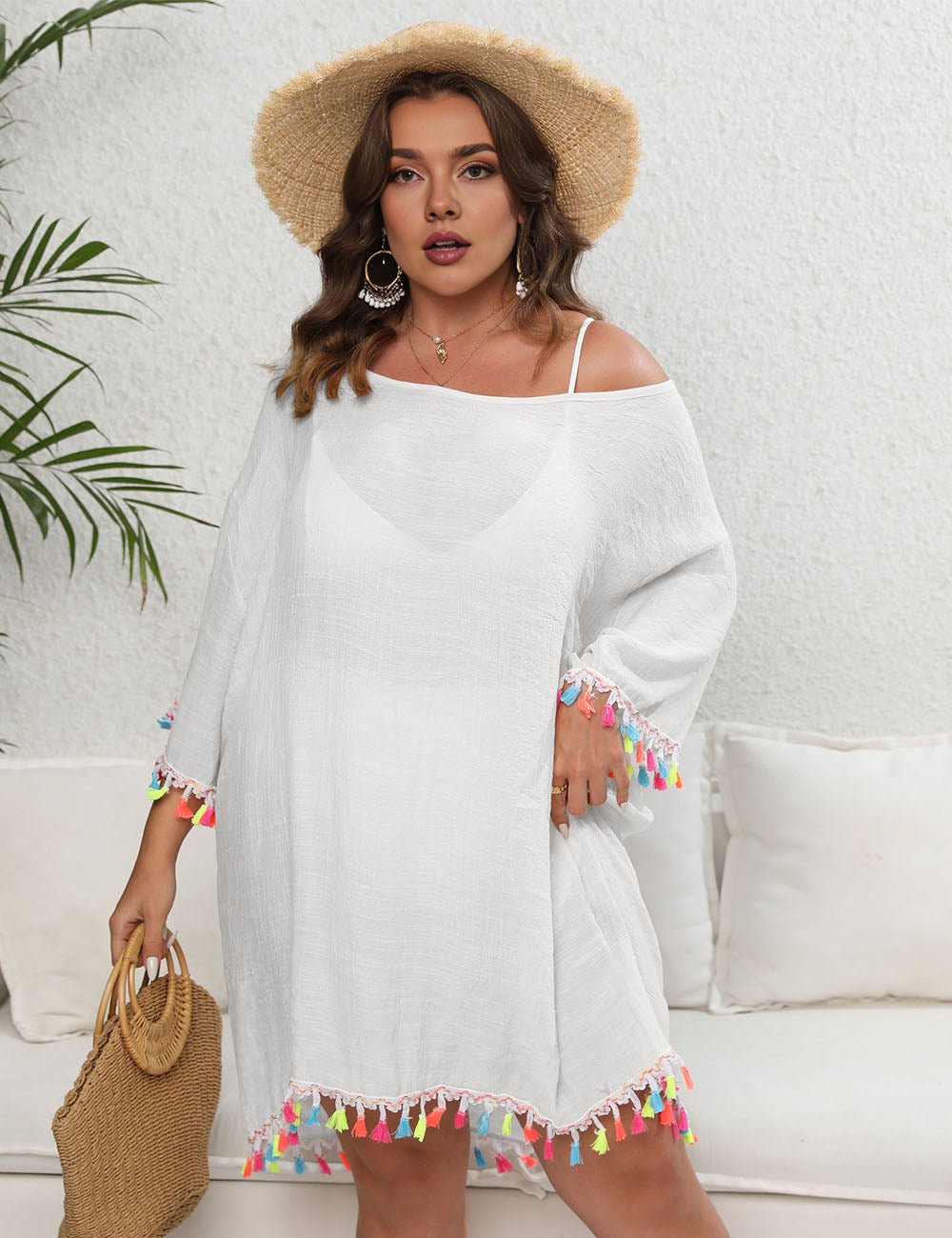 Women Plus Size Off - Shoulder Loose Cover Up | PRUSES - PRUSES