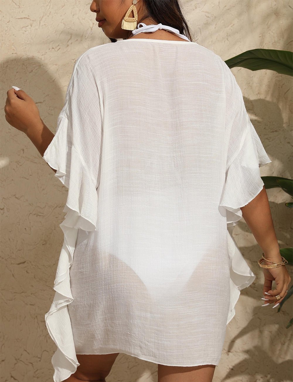 Women Plus Size Ruffled Beach Cover Up Dress | PRUSES - PRUSES