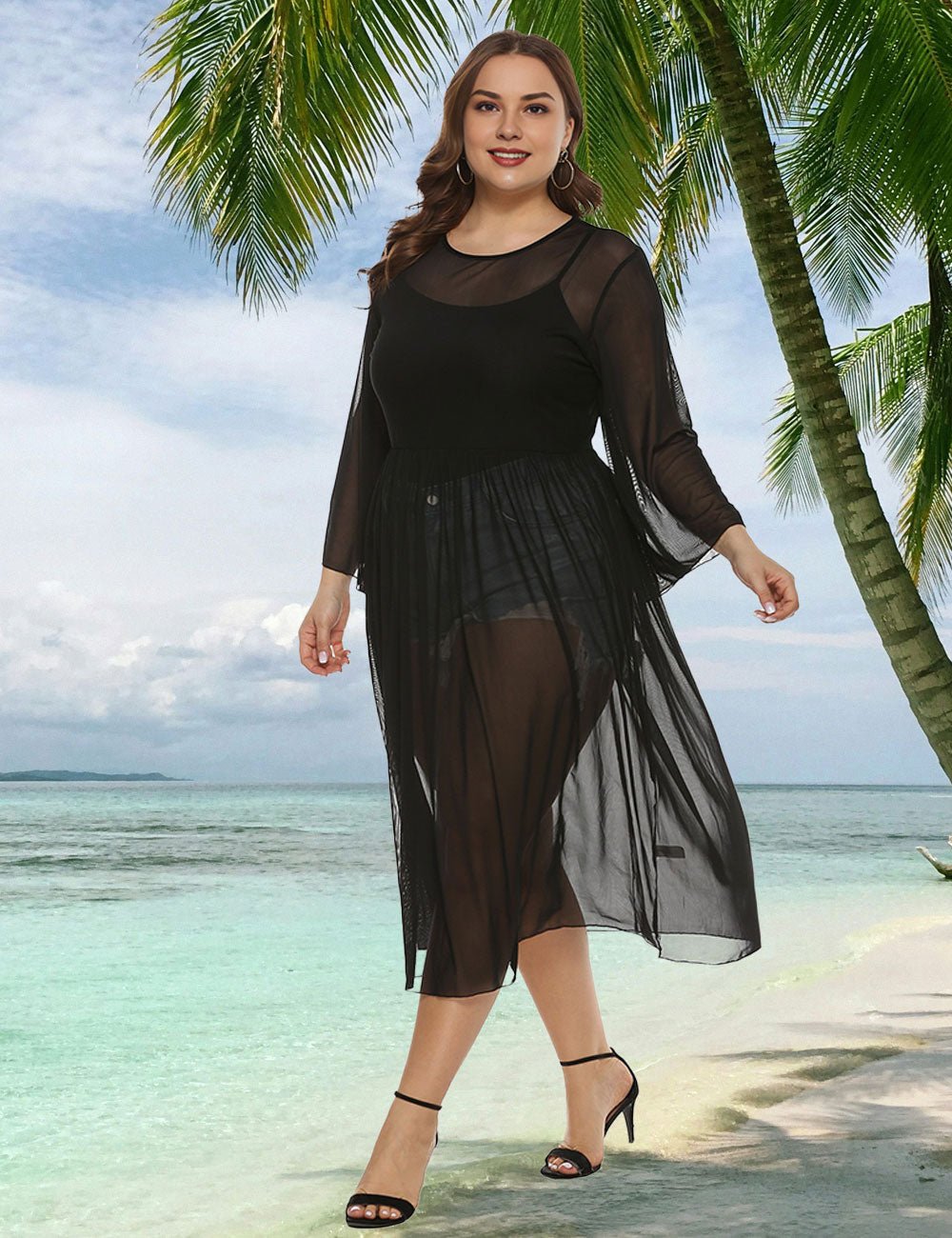 Women Plus Size See - Through Mesh Dress Cover - Up | PRUSES - PRUSES