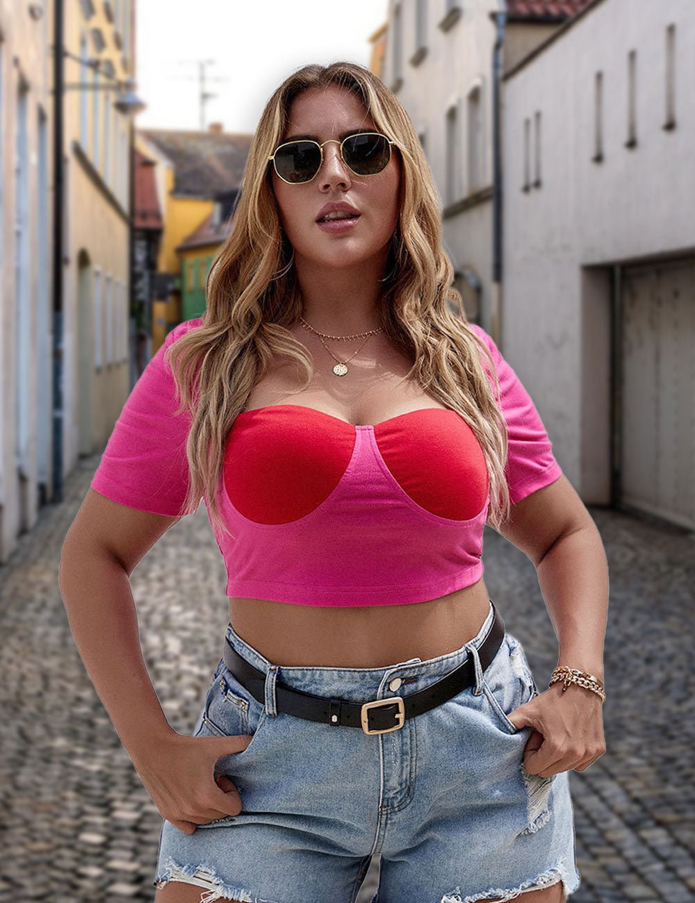 Women Plus Size Sexy Low Cut Crop T - Shit | PRUSES - PRUSES