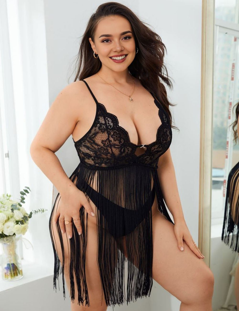 Women Plus Size Tassel Lace Babydoll | PRUSES - PRUSES