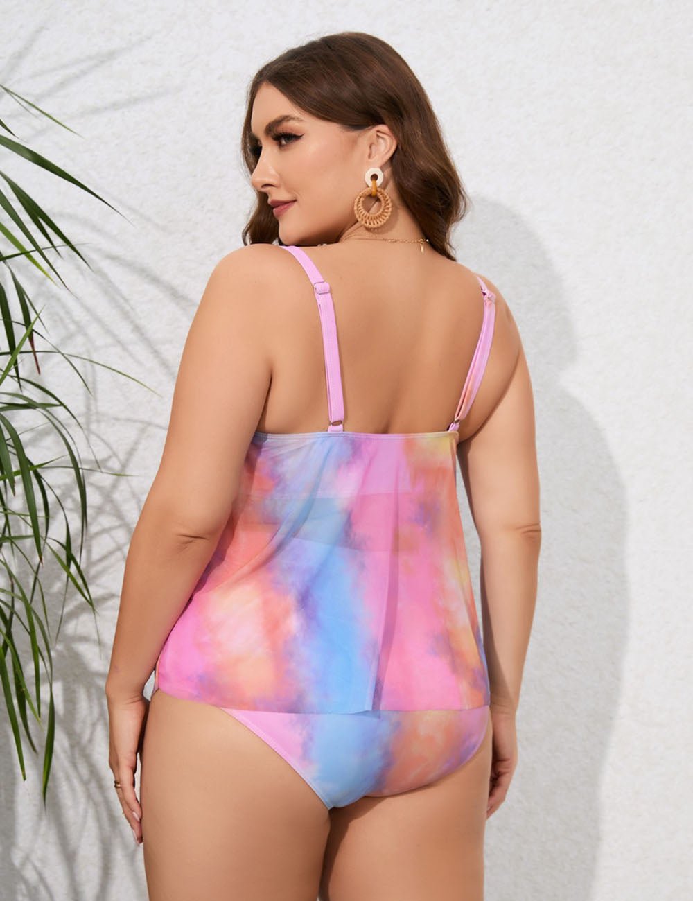 Women Plus Size Tie Dye Tankini - PRUSES