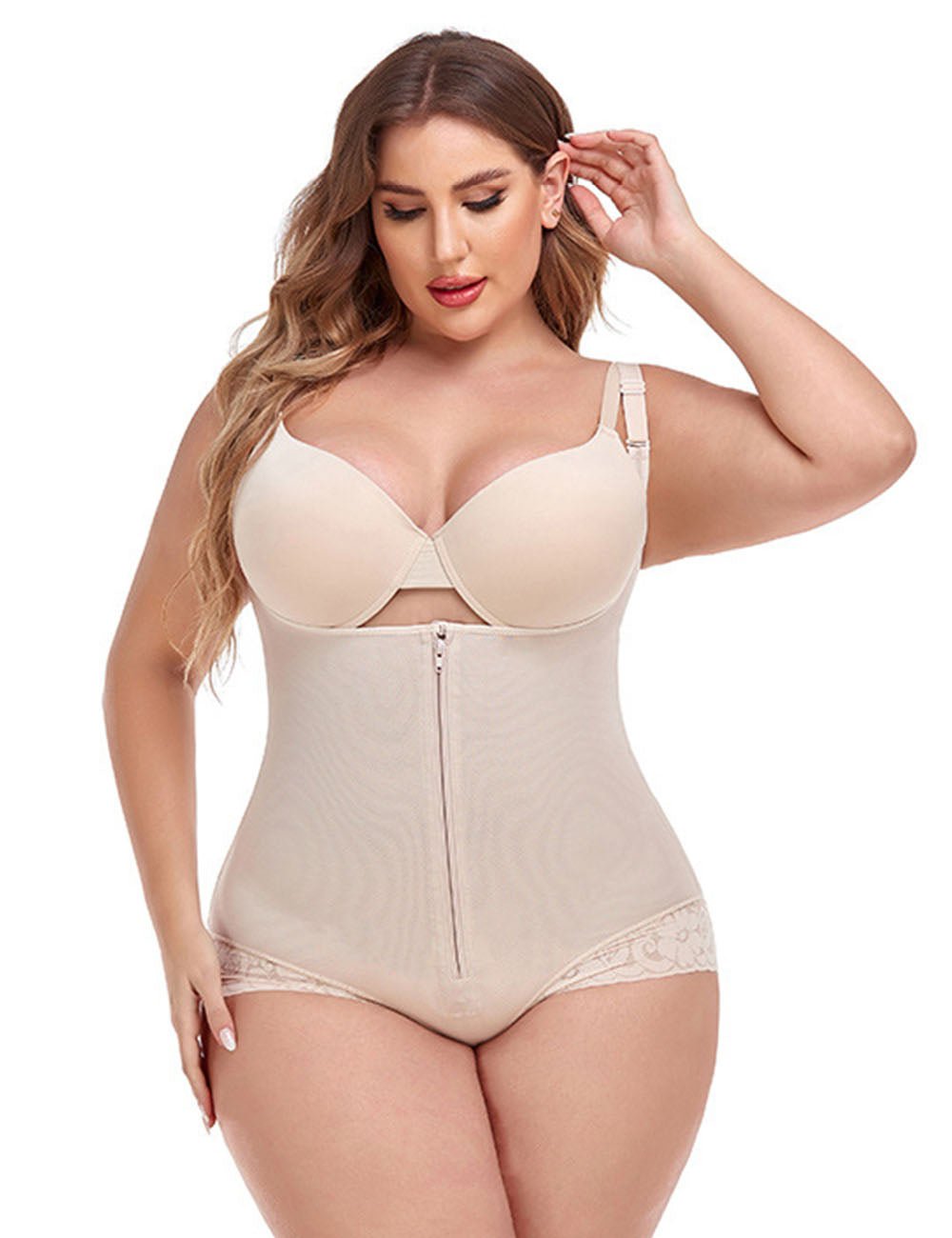 Women Plus Size Tummy Control Zipper Shapewear - PRUSES
