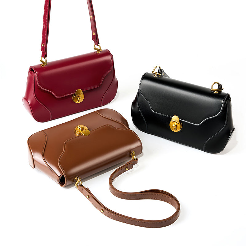 women_s_black_minimalist_leather_shoulder_bag_flap_baguette_bag_with_buckle_1